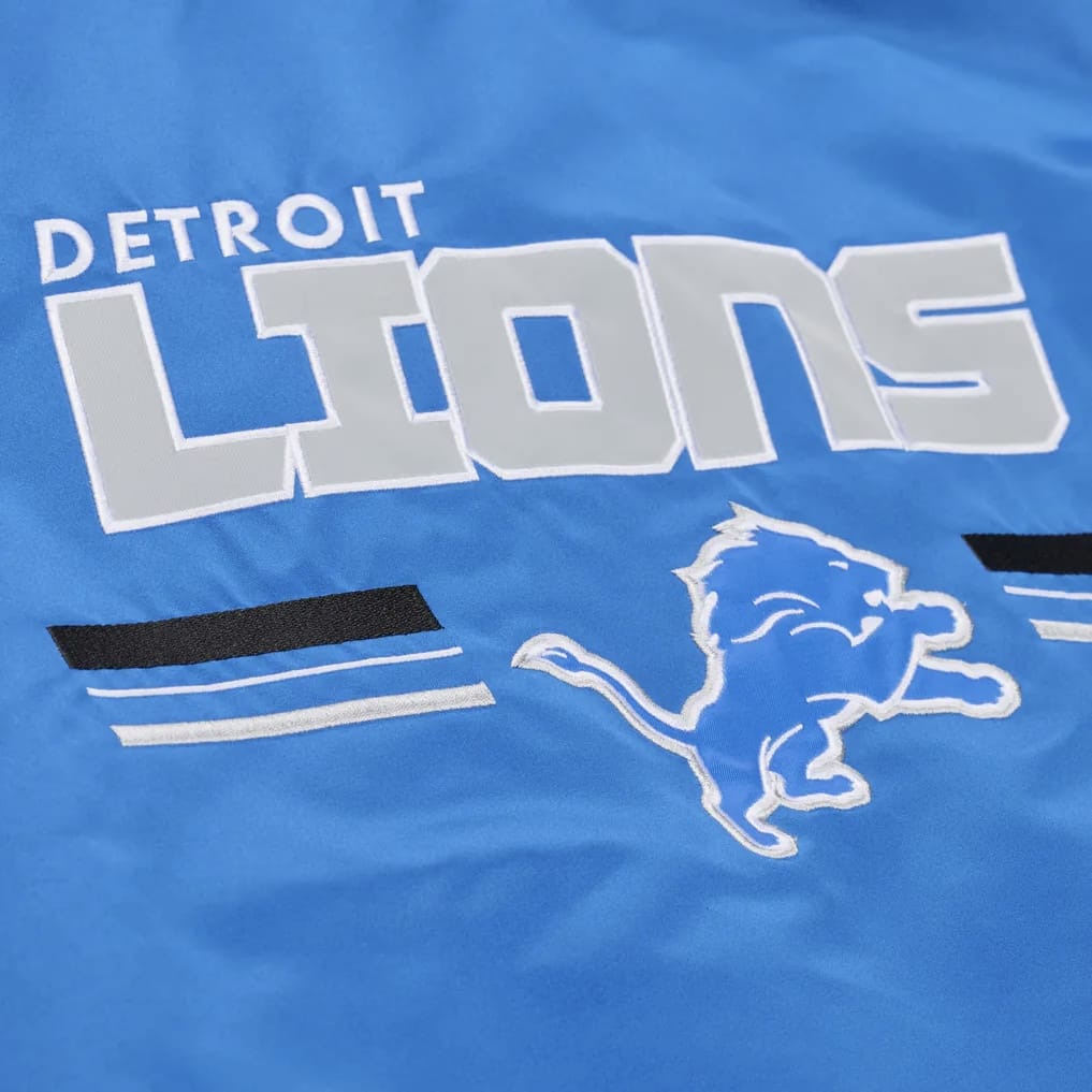 Mitchell & Ness Detroit Lions Triple Check Hwt Satin Full-Zip Jacket (Blue)