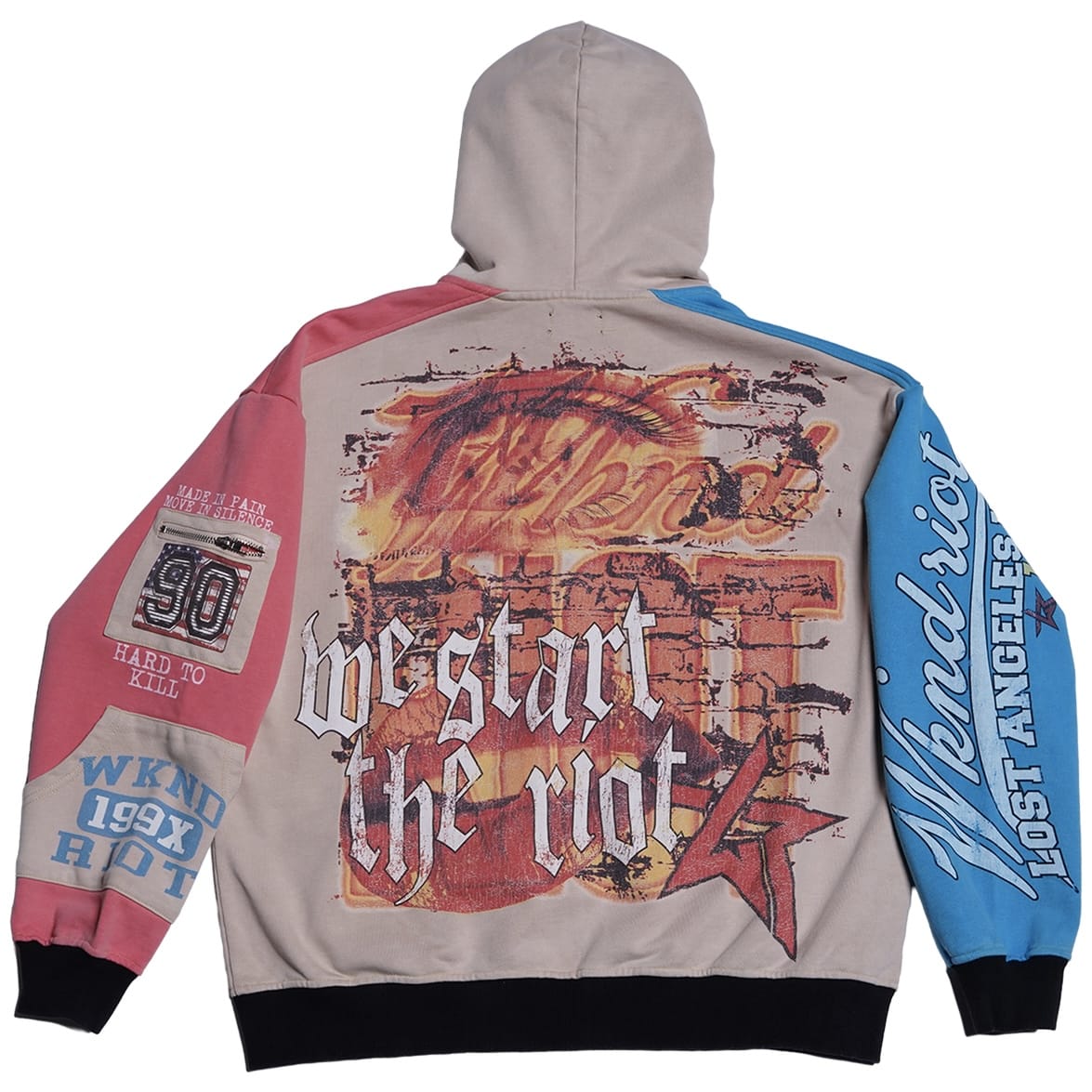 Wknd Riot Built 2 Last Zip Up Hoodie (Cream/Multi)