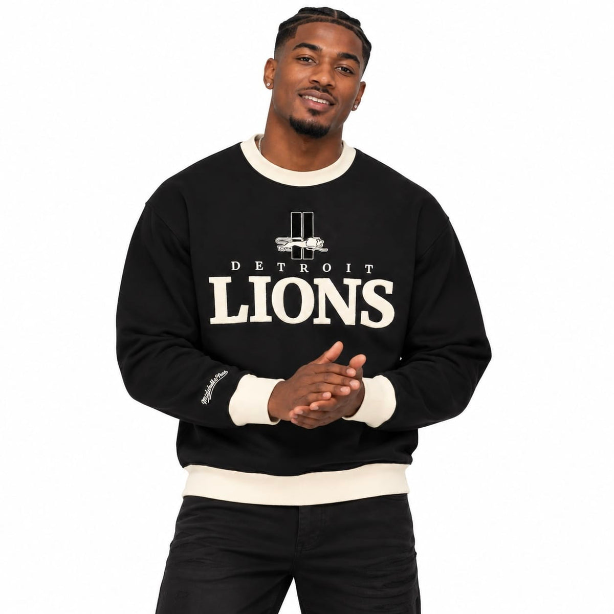 Mitchell & Ness NFL Detroit Lions Cookies & Cream Crewneck (Black)