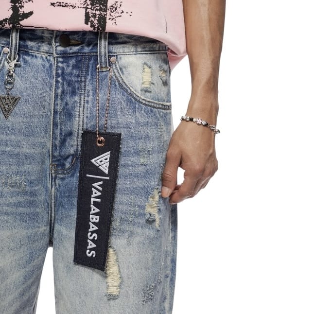 Valabasas Snapped Baggy Denim Shorts (Blue Washed) VLBS-VSH1-1002
