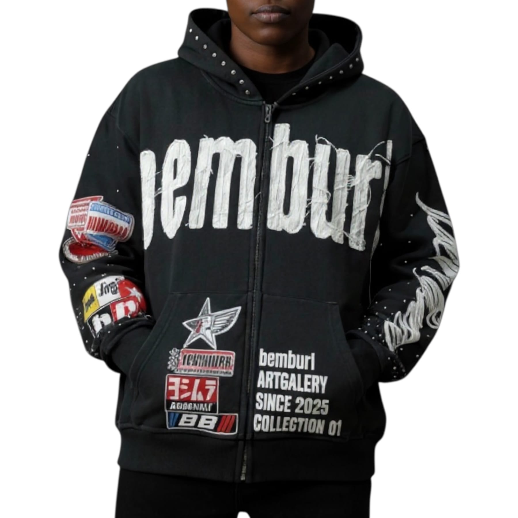 Bemburi Racing Zip Up Hoodie (Black)