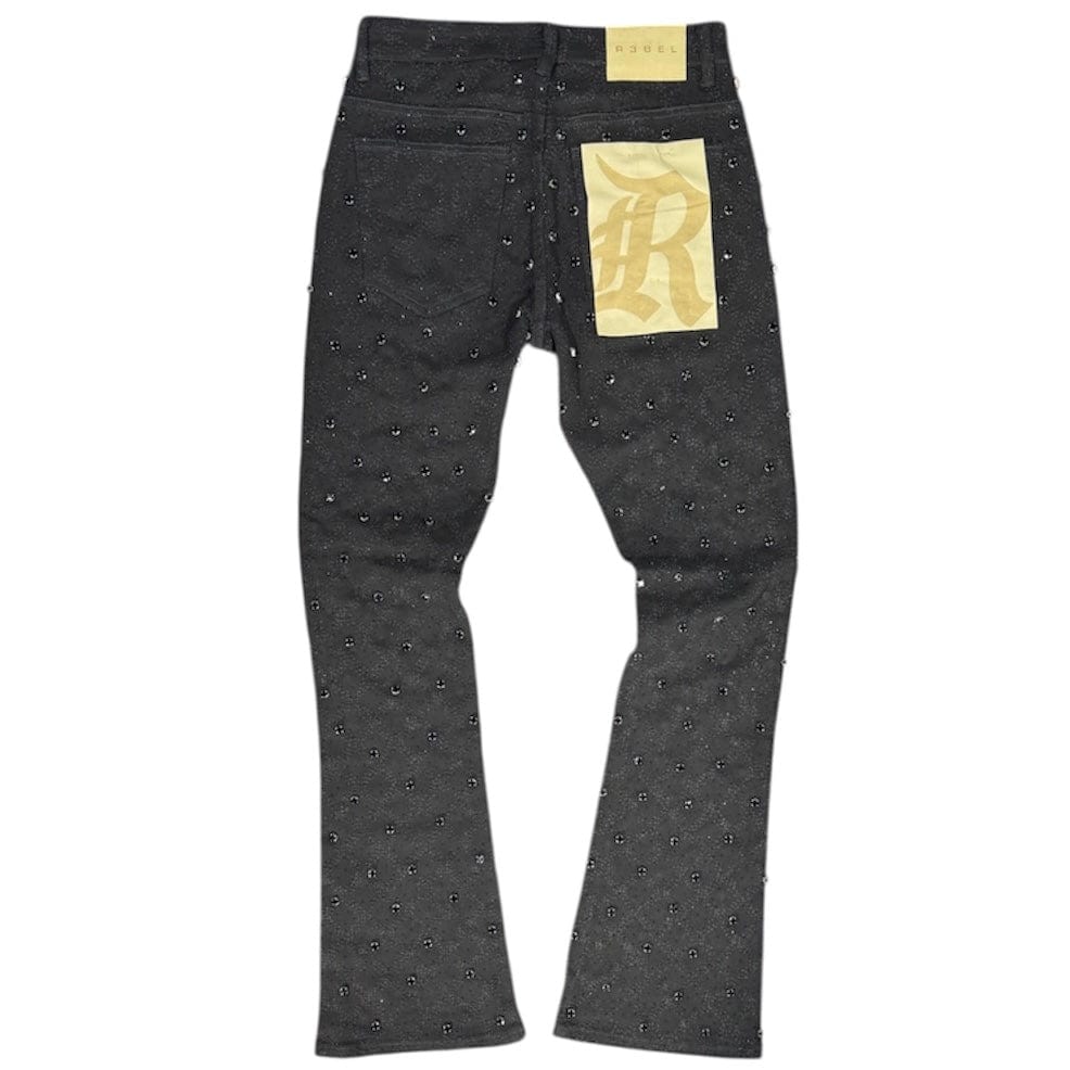 R3bel Denim Diamond Stacked Jean (Black) 652-630-BLK