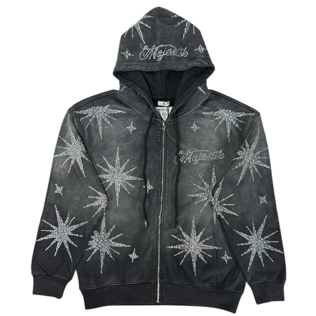 Majestik Star Stud Garment Dyed Heavy F. Terry Zip Hoodie (Black) FH2501
