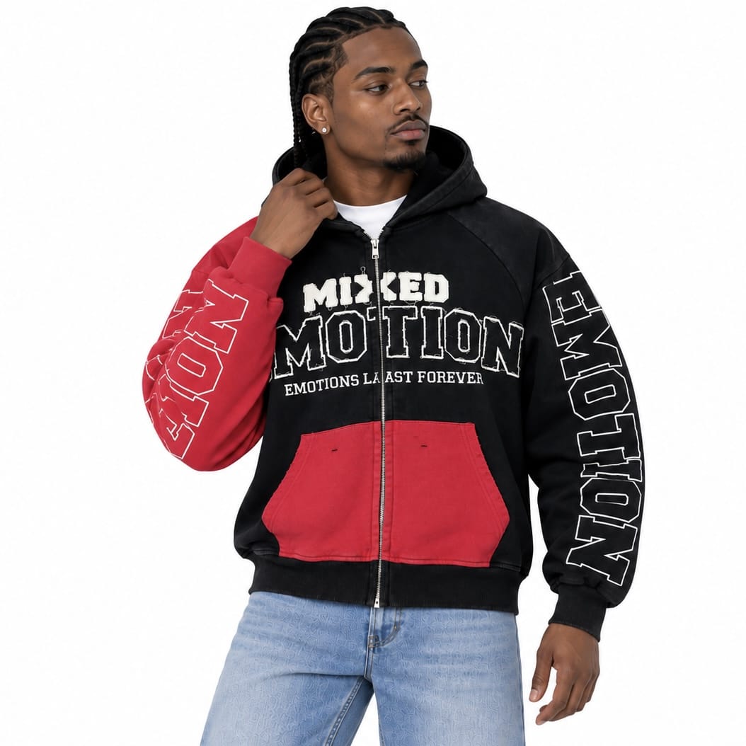 Mixed Emotion Split Decision Hoodie (Red/Black)