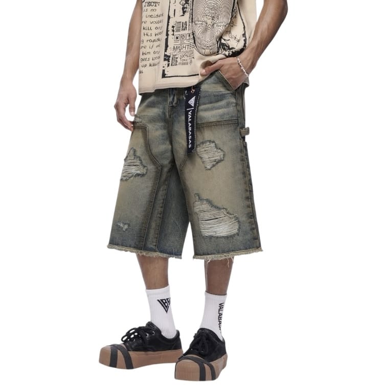 Valabasas Revolt Baggy Denim Shorts (Dirty Vintage Wash) VLBS-VSH2-1035