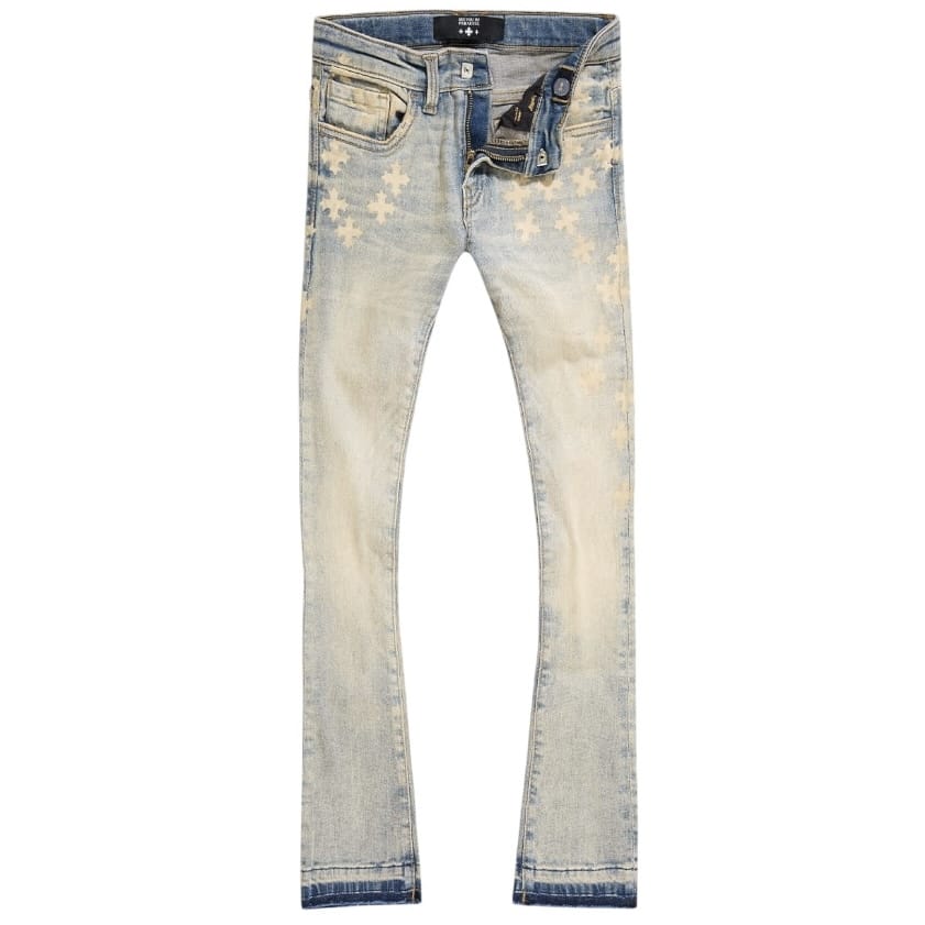 Kids Super Skinny Stacked Forbidden Fruit Denim (Iced Lager) JTFP2318K