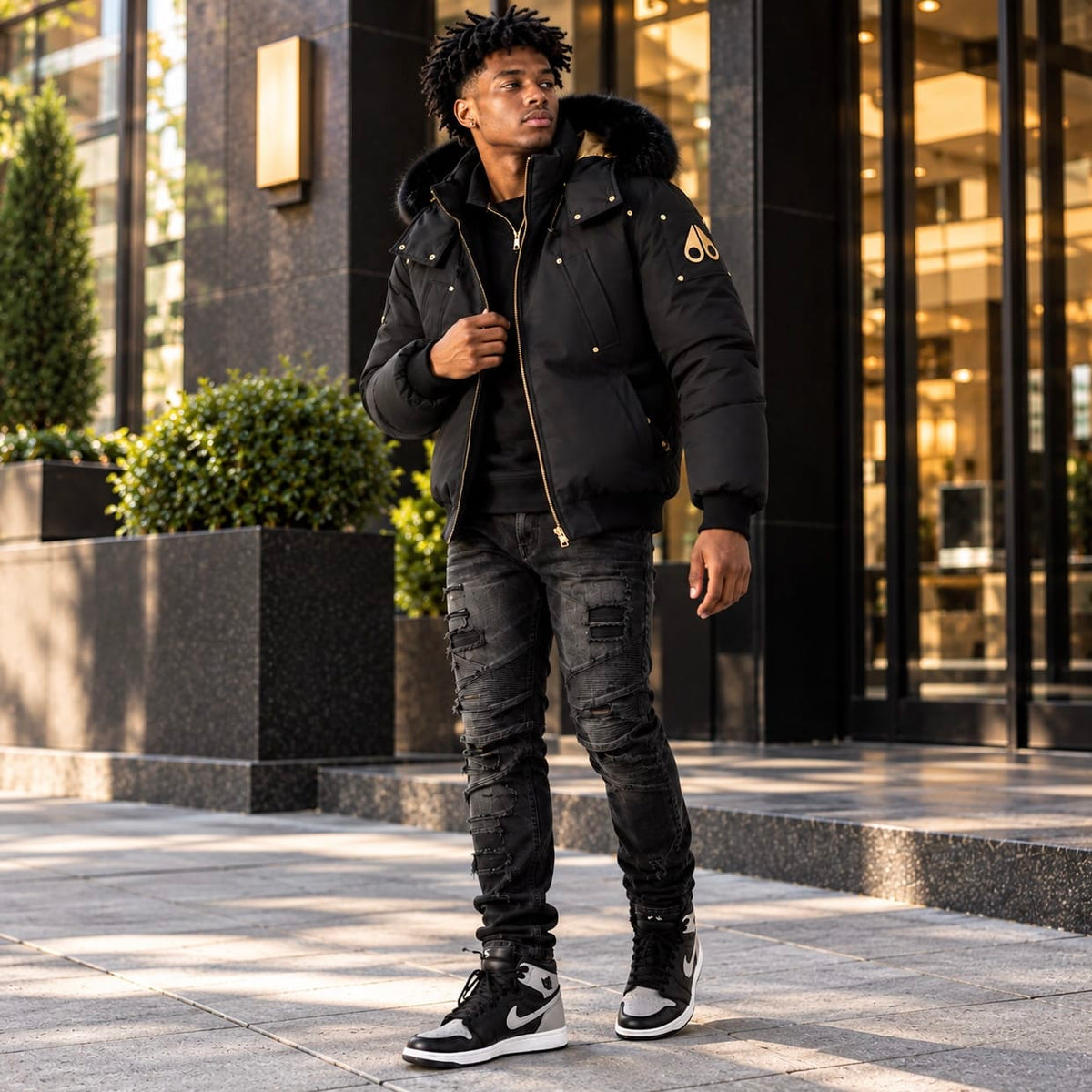 Moose Knuckles Gold Series Original Ballistic Bomber Jacket (Black/Gold)
