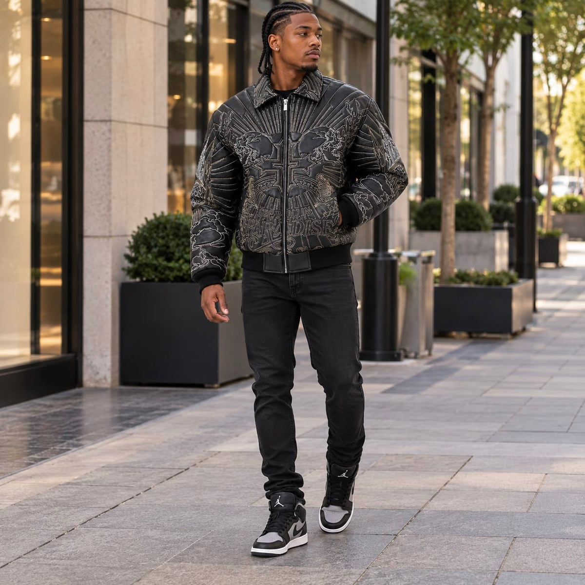 See You In Paradise Skull & Angel Stitched Bomber Jacket (Black) 91683