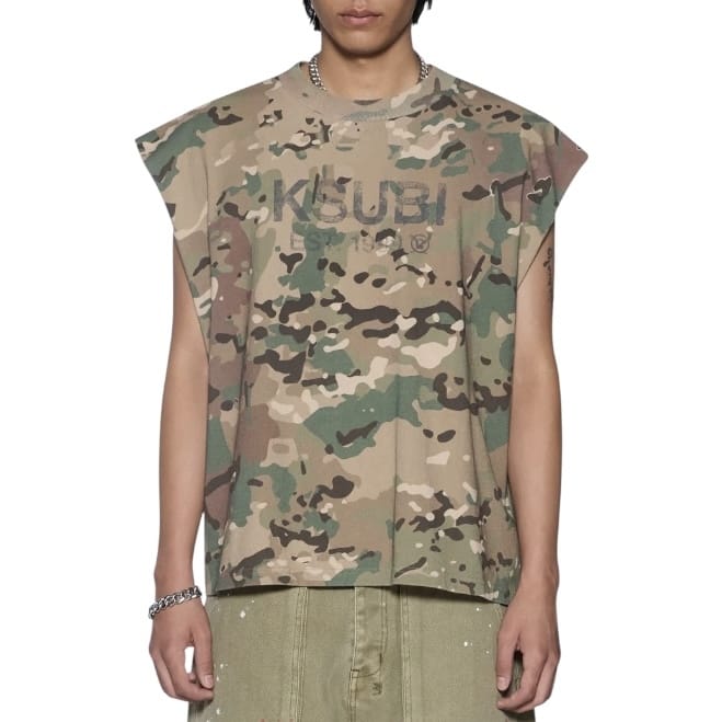 Ksubi State Ekcess Cut Off Sleeveless Shirt (Woodland Green) MSP26TA001