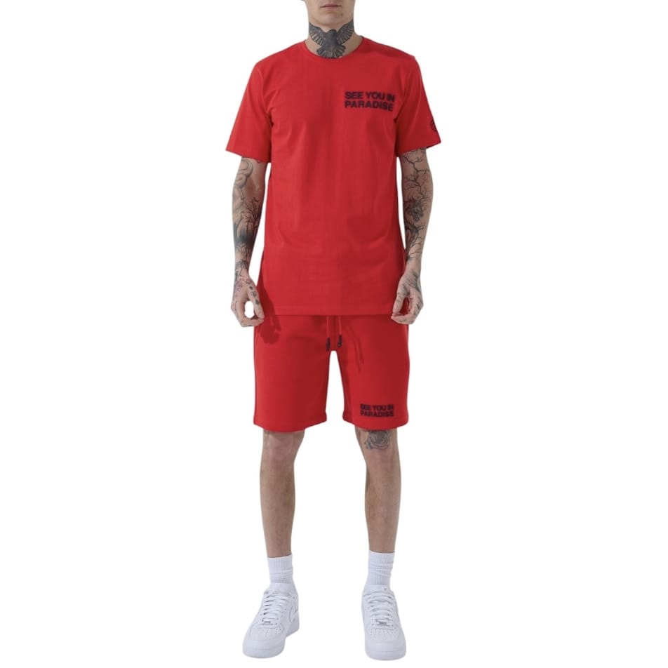 See You In Paradise Tonal Short Set (Red) 2078A/2078S