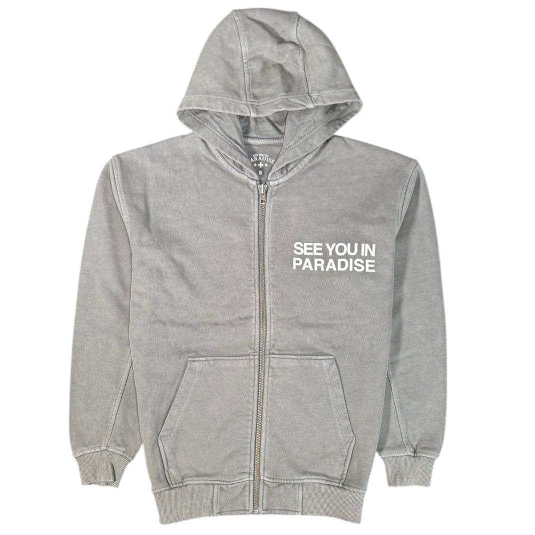 See You In Paradise Washed Zip Up Hoodie (Charcoal Wash) 8897H