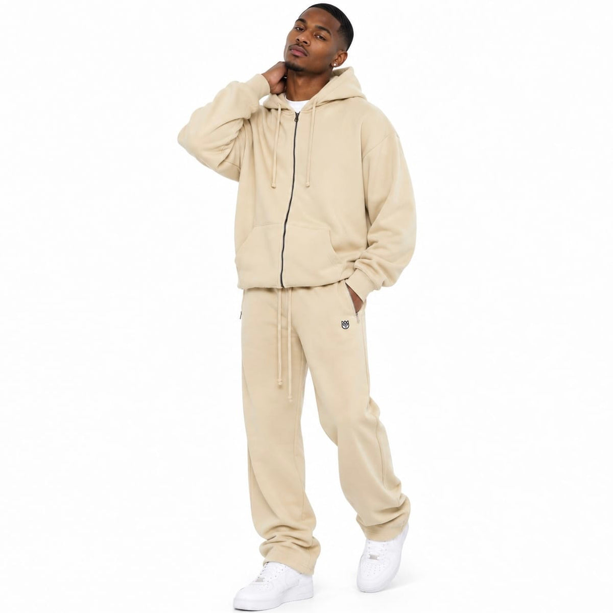Cult Of Individuality French Terry Zip Hoodie & Sweatpants Set (Cream)