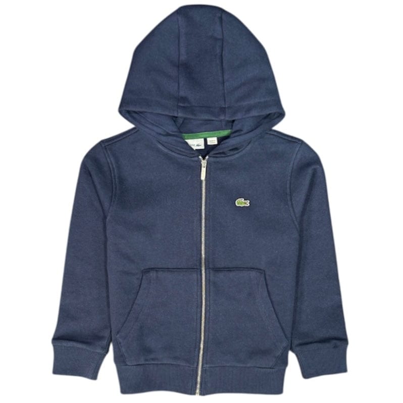 Kids Lacoste Kangaroo Pocket Zip-Up Hoodie (Navy) SJ9723-51