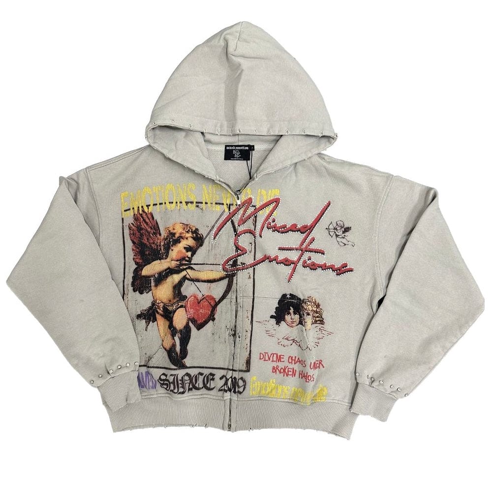 Mixed Emotion Broken Halo Hoodie (Light Grey)