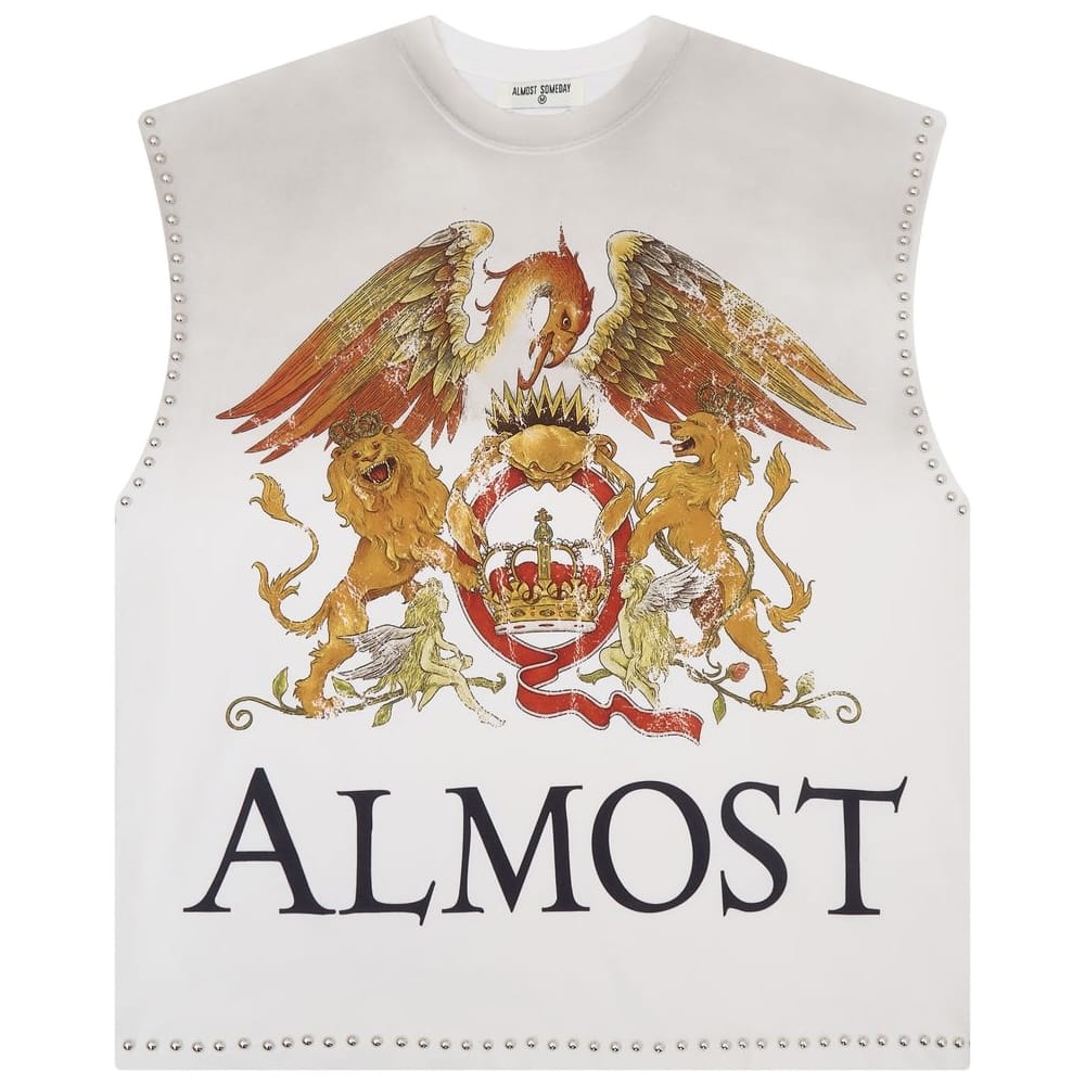 Almost Someday Crowned Cut Off Tee (White) AS-SUM26-009