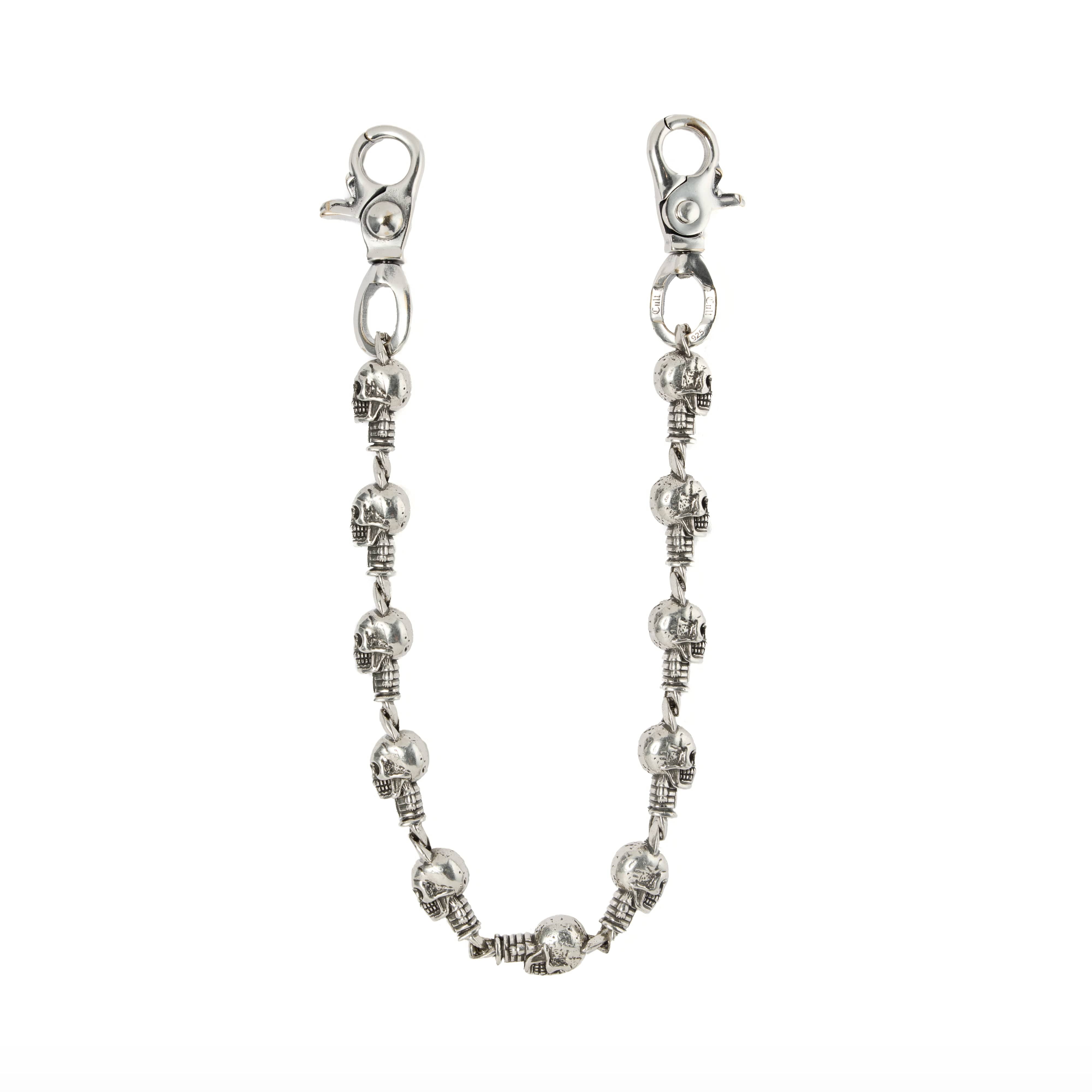 Cult's .925 Sterling Silver Plated Wallet Chain in Silver Skull