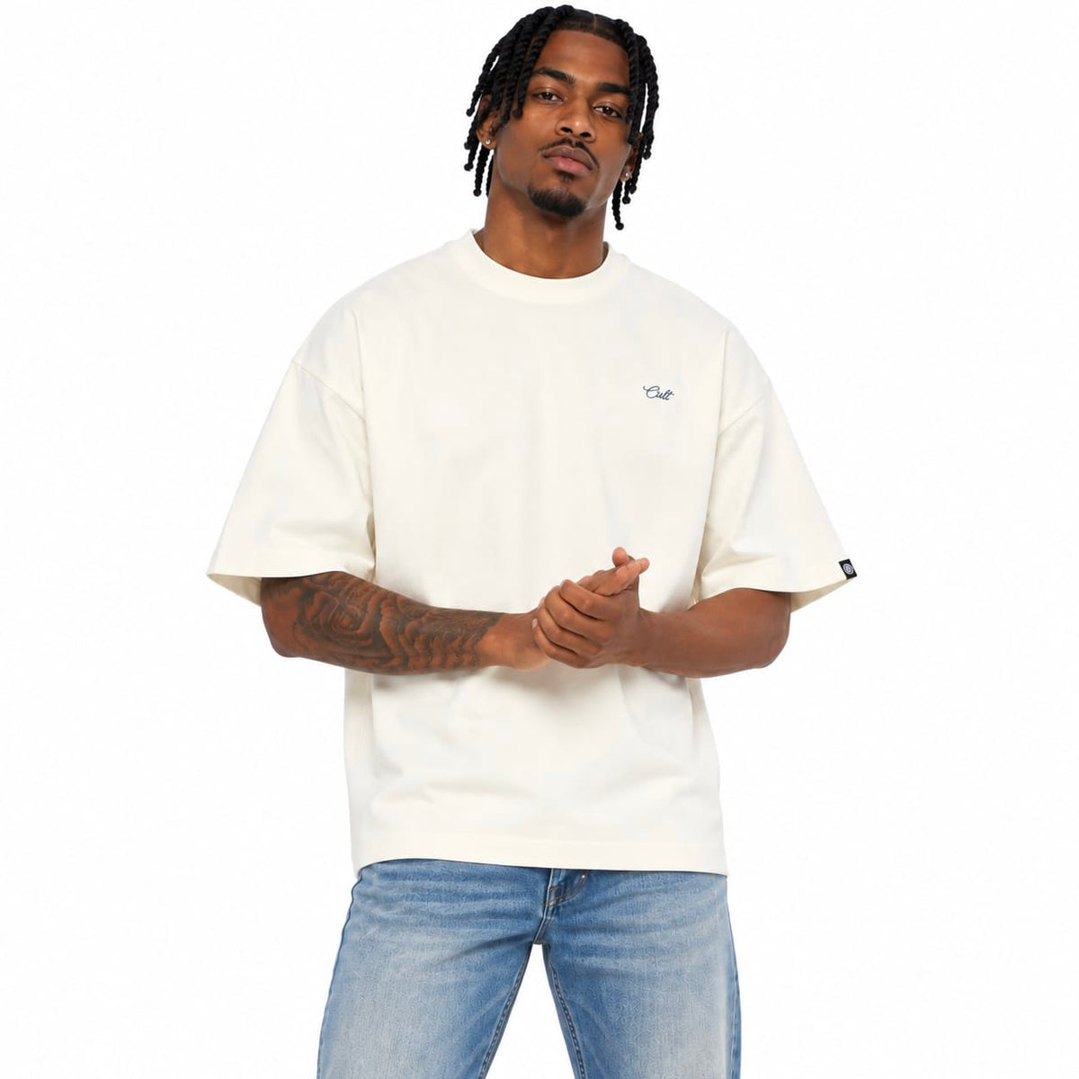 Cult Of Individuality Oversized SS Crewneck Tee (Winter White) 626BC-K96A