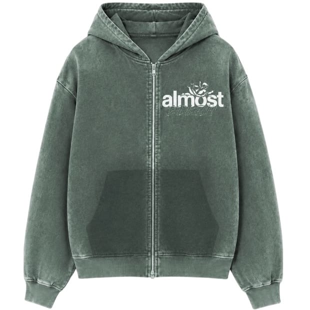 Almost Someday Enemies Zip Hoodie & Flare Pants Set (Green)