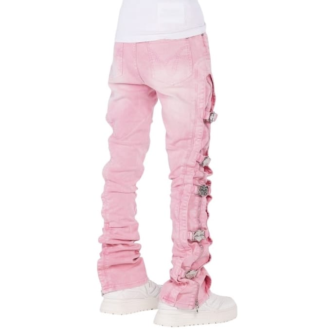Guapi French Rose Cross Buckle Denim Jean (Rose Pink) 874FRCBD