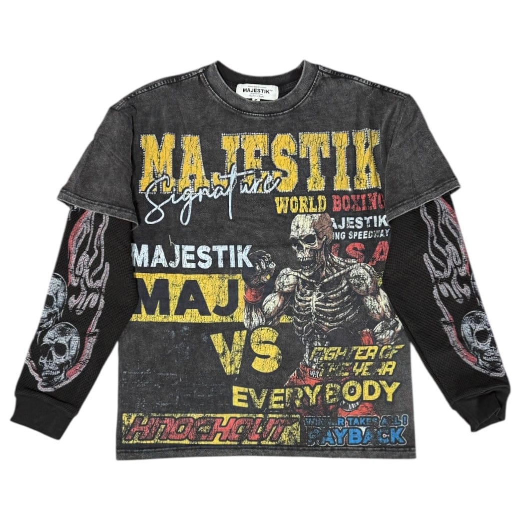Majestik Signature World Boxer Garment Dyed LS Thermal (Black) TW2576