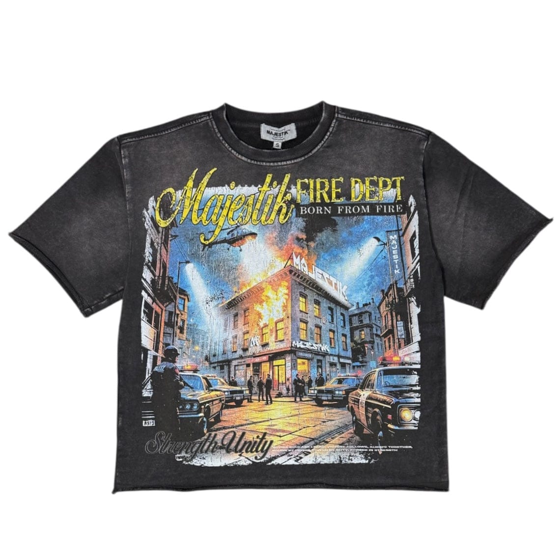 Majestik Fire Dept. Garment Dyed Print F.Terry Tee (Black) FT2662