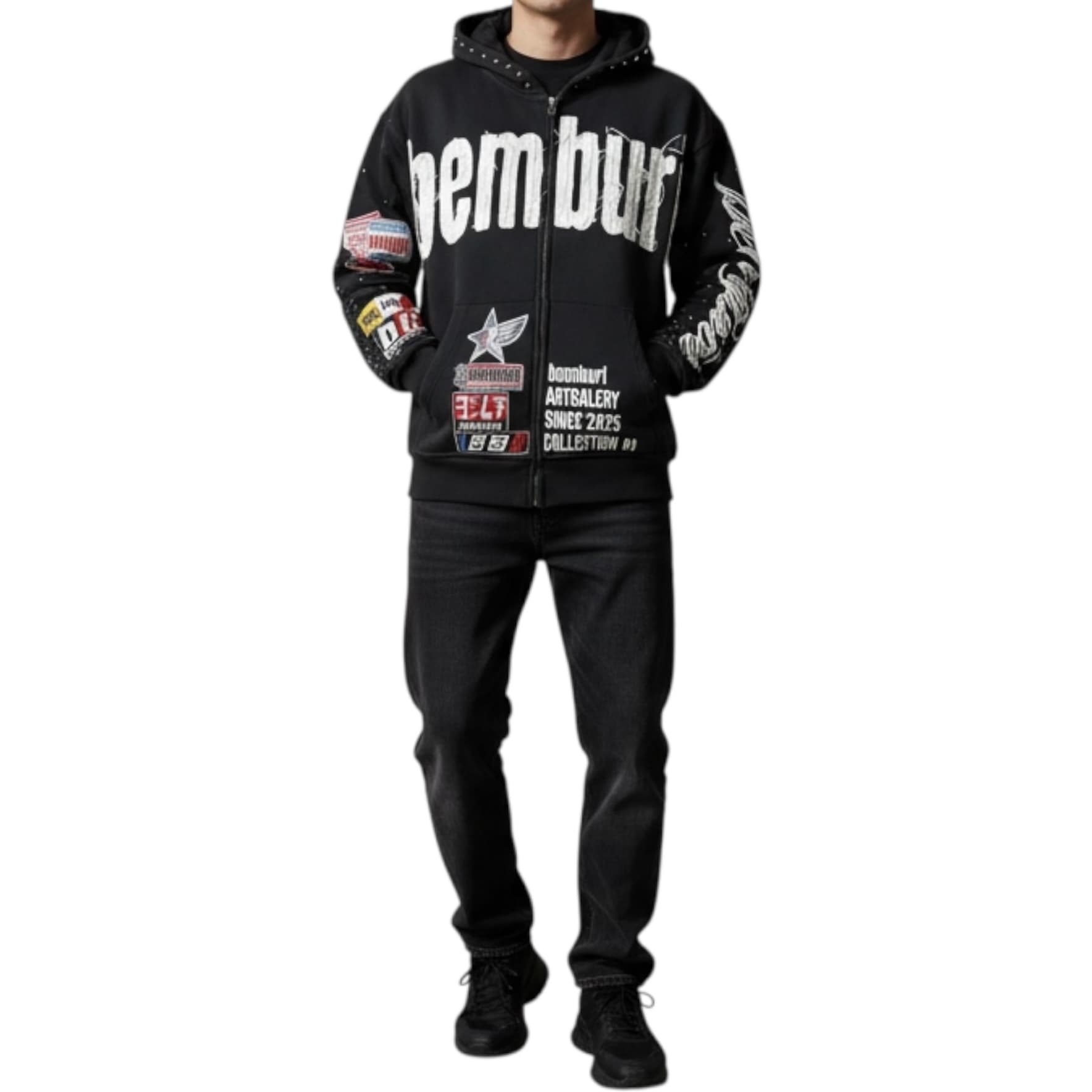 Bemburi Racing Zip Up Hoodie (Black)
