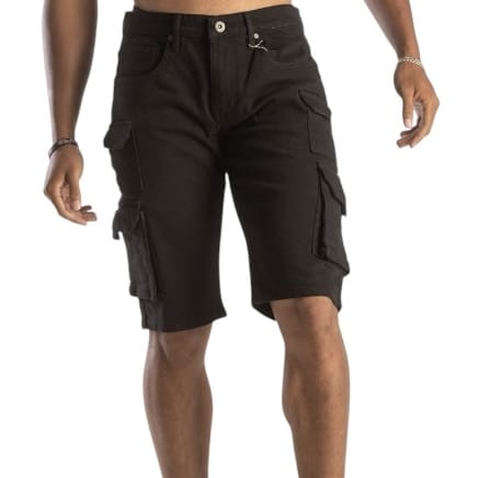 Cest La Vie Washed Twill Multi Pocket Cargo Short (Jet Black)