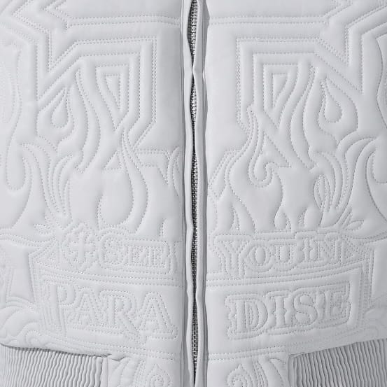 See You In Paradise Flaming Cross Stitched Bomber Jacket (L/Grey) 91685