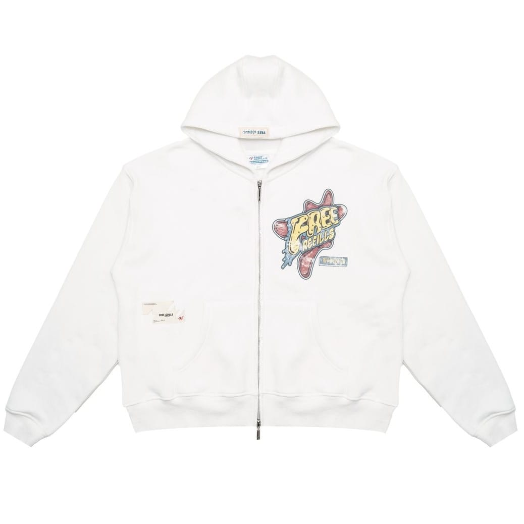 Free Refills Amoeba Zip Up Hoodie (White) FR-H25-035