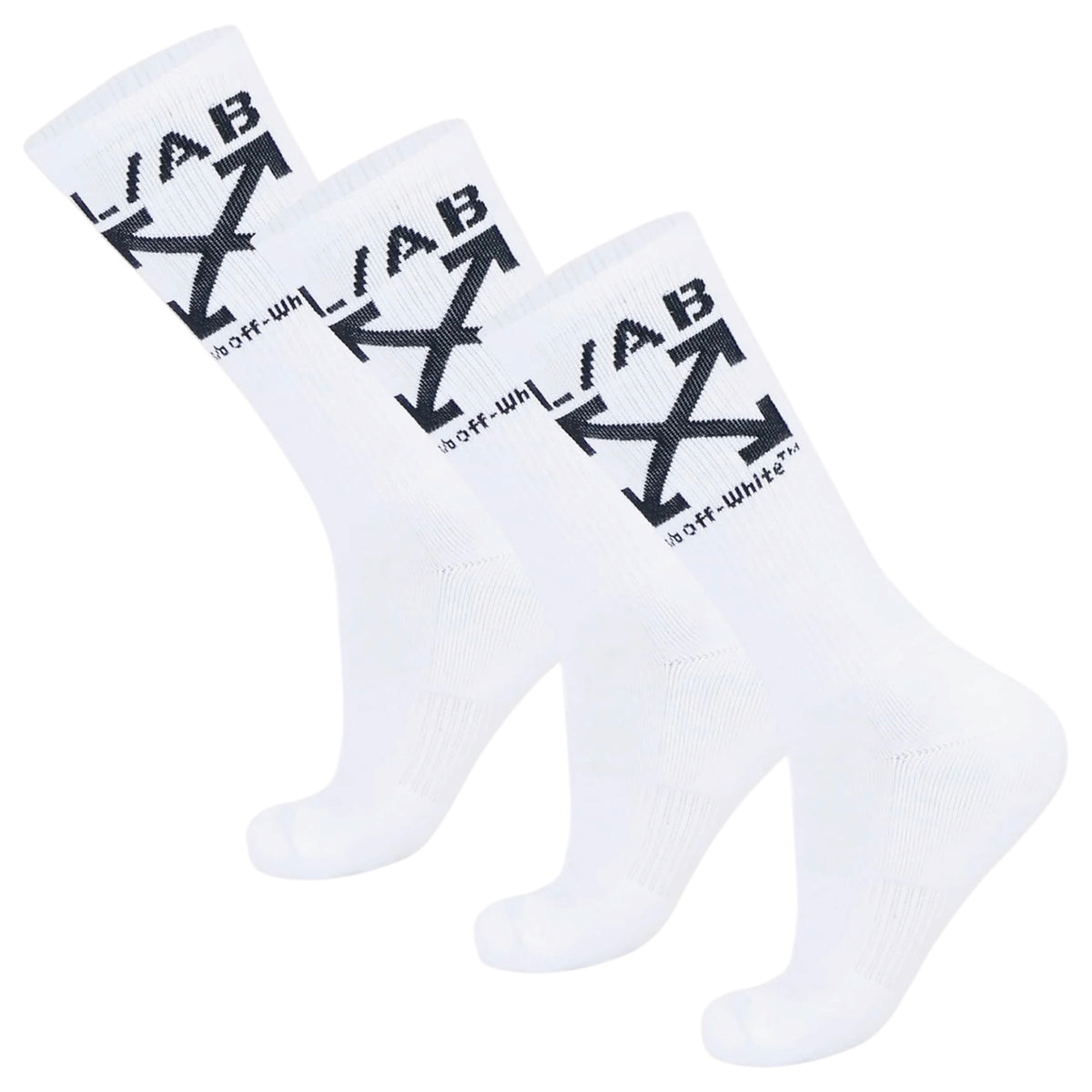 Lab Off-White Clamp Arrows Mid Calf Crew Socks 3 Pack (White)