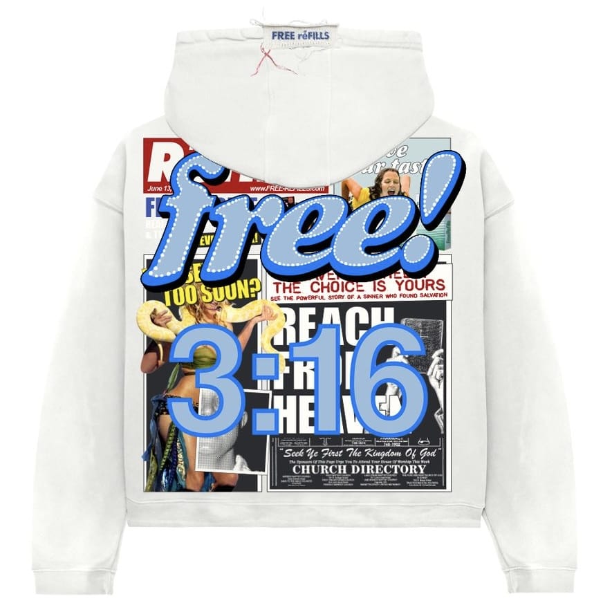 Free Refills Tabloid Zip Up Hoodie (White) FR-S26-019