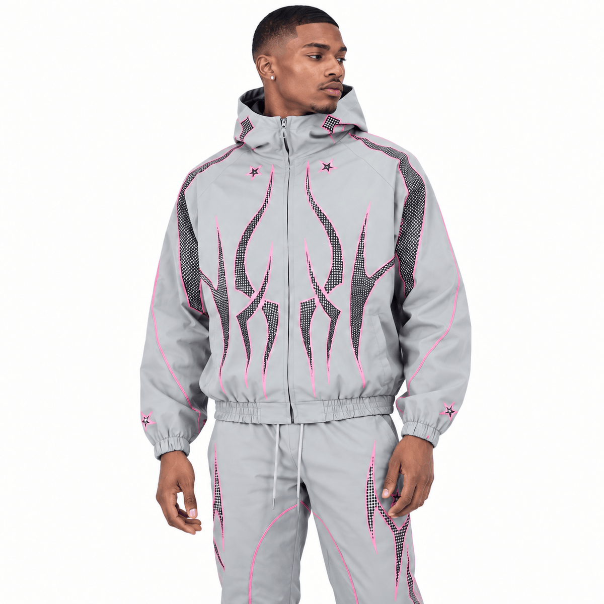 R3bel Denim Hooded Windbreaker Set (Grey) 3163-835
