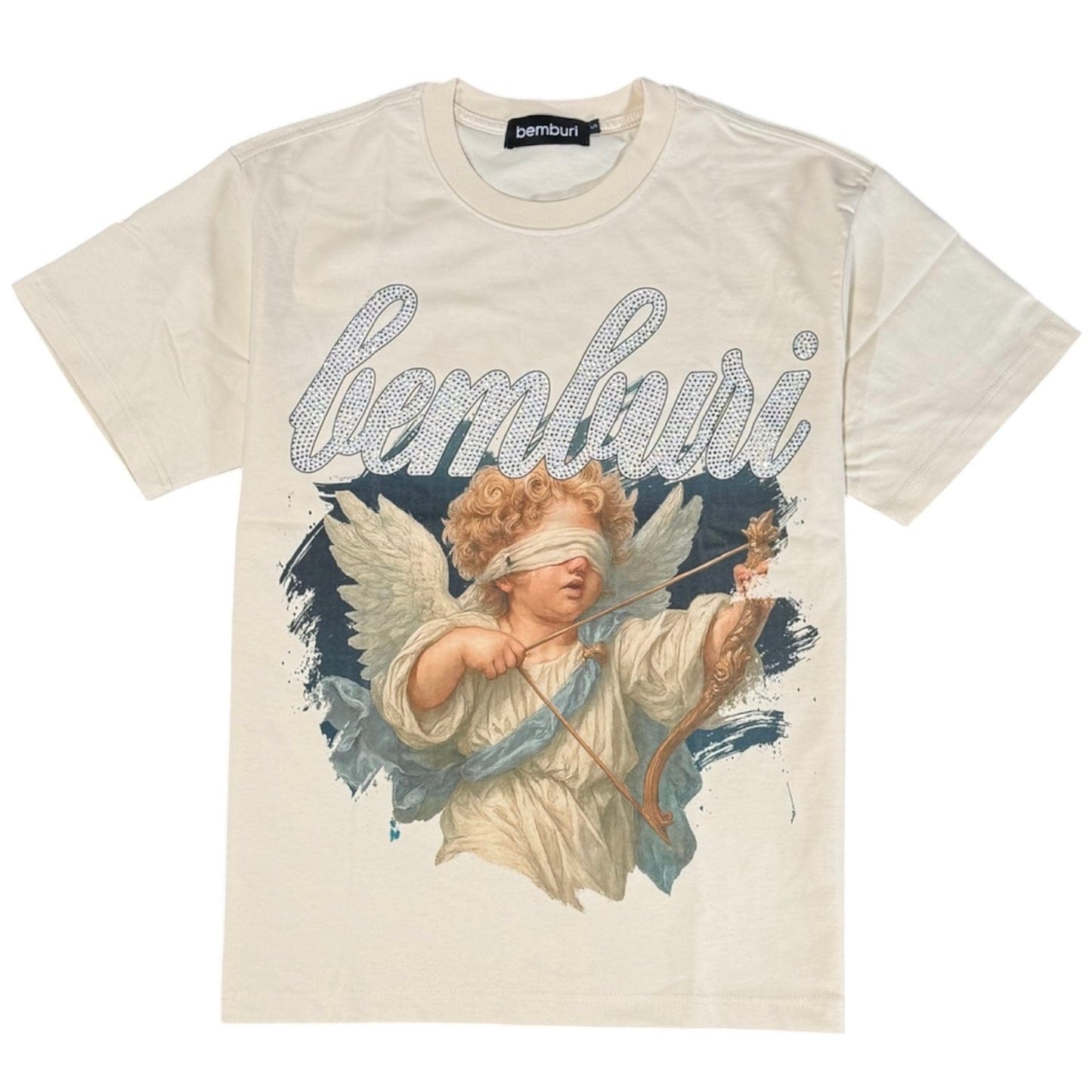 Bemburi BlindFold Angel Archer Short Sleeve Rhinestone Tee (Cream)