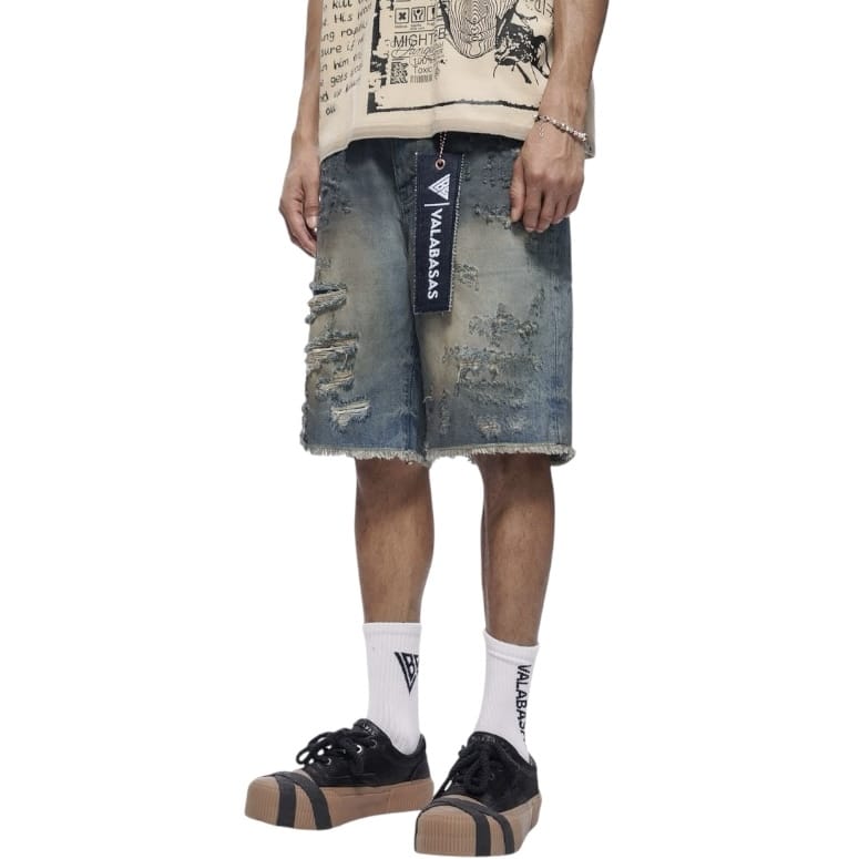 Valabasas Clipped Denim Shorts (Dirty Wash) VLBS-VSHS-1034