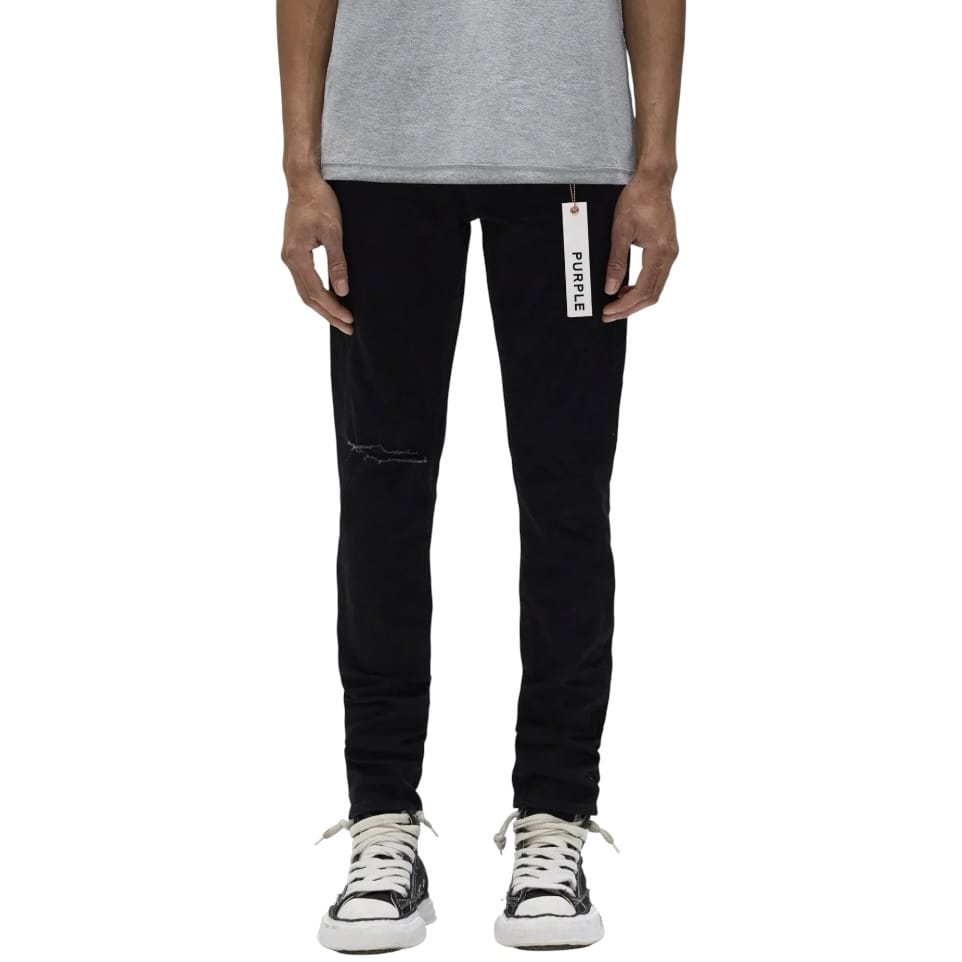 Purple Brand Knee Slit Rinse Slim Jean (Black Rinse) P002-NDBR825