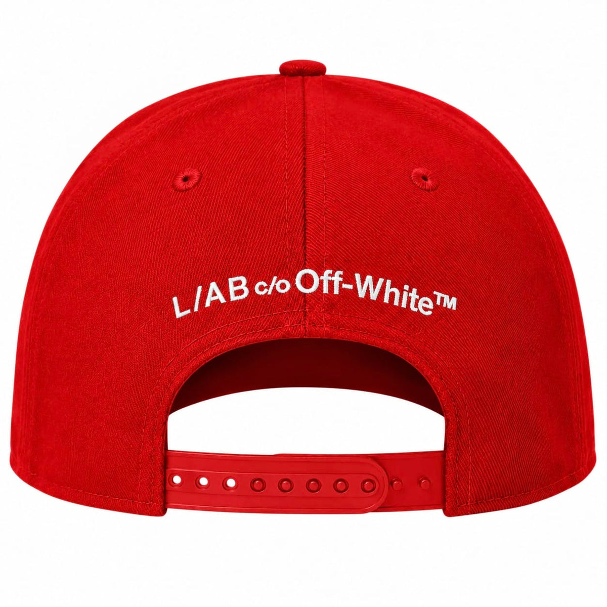 Lab Off-White Embroidered Flat Brim Twill Hat (Red)