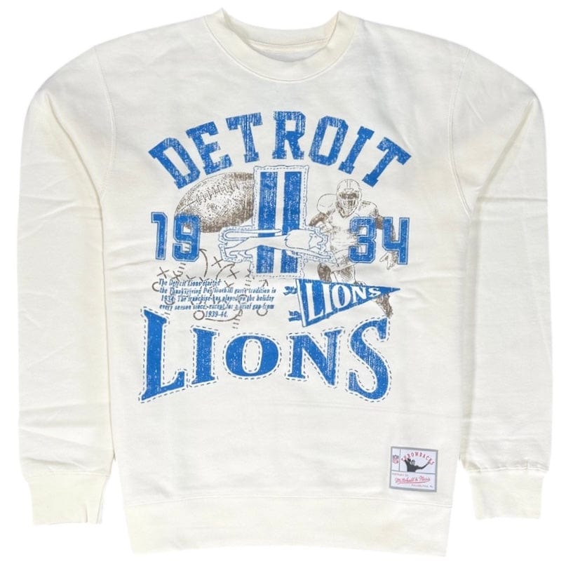 Mitchell & Ness Detroit Lions Heritage End Zone Crewneck (Cream)