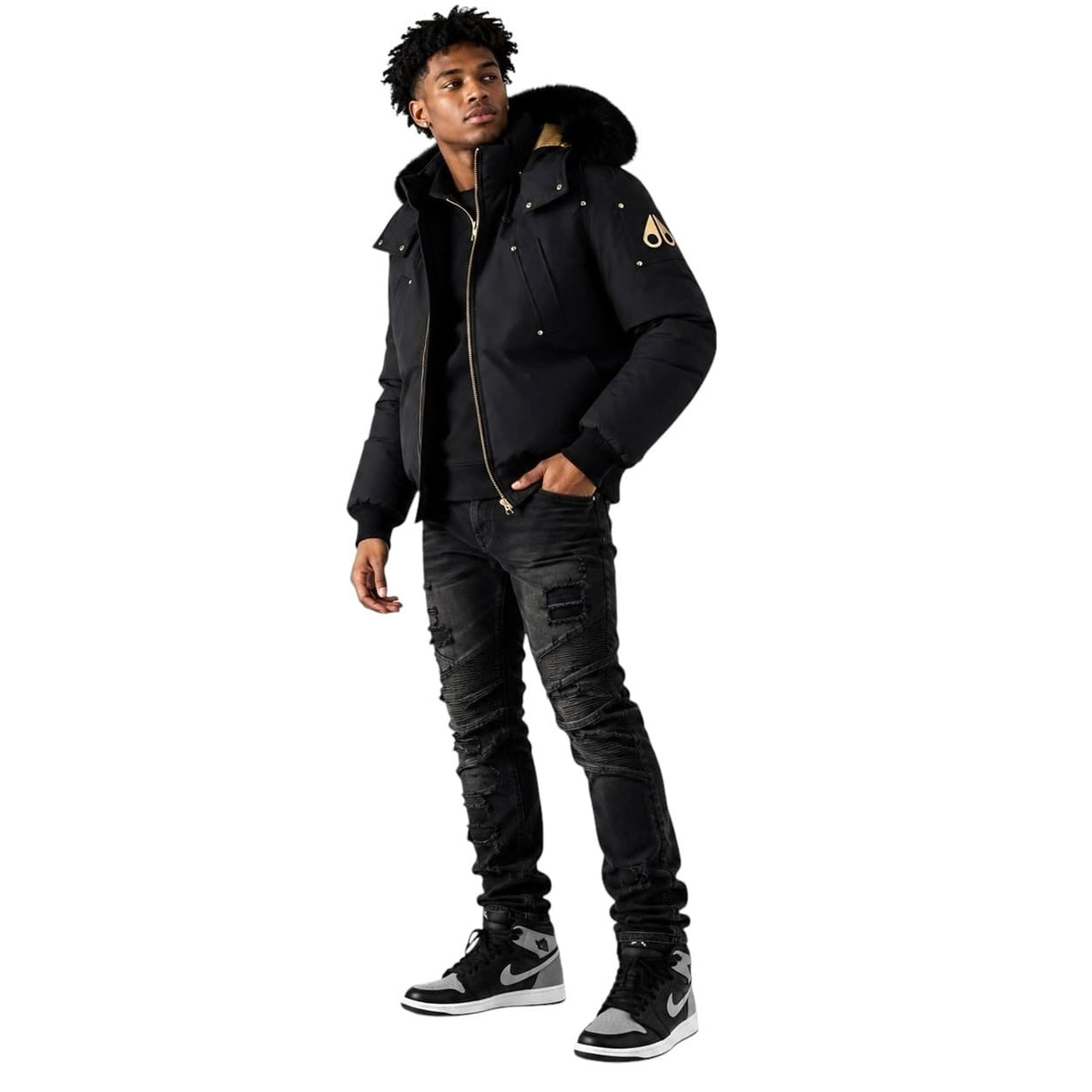 Moose Knuckles Gold Series Original Ballistic Bomber Jacket (Black/Gold)