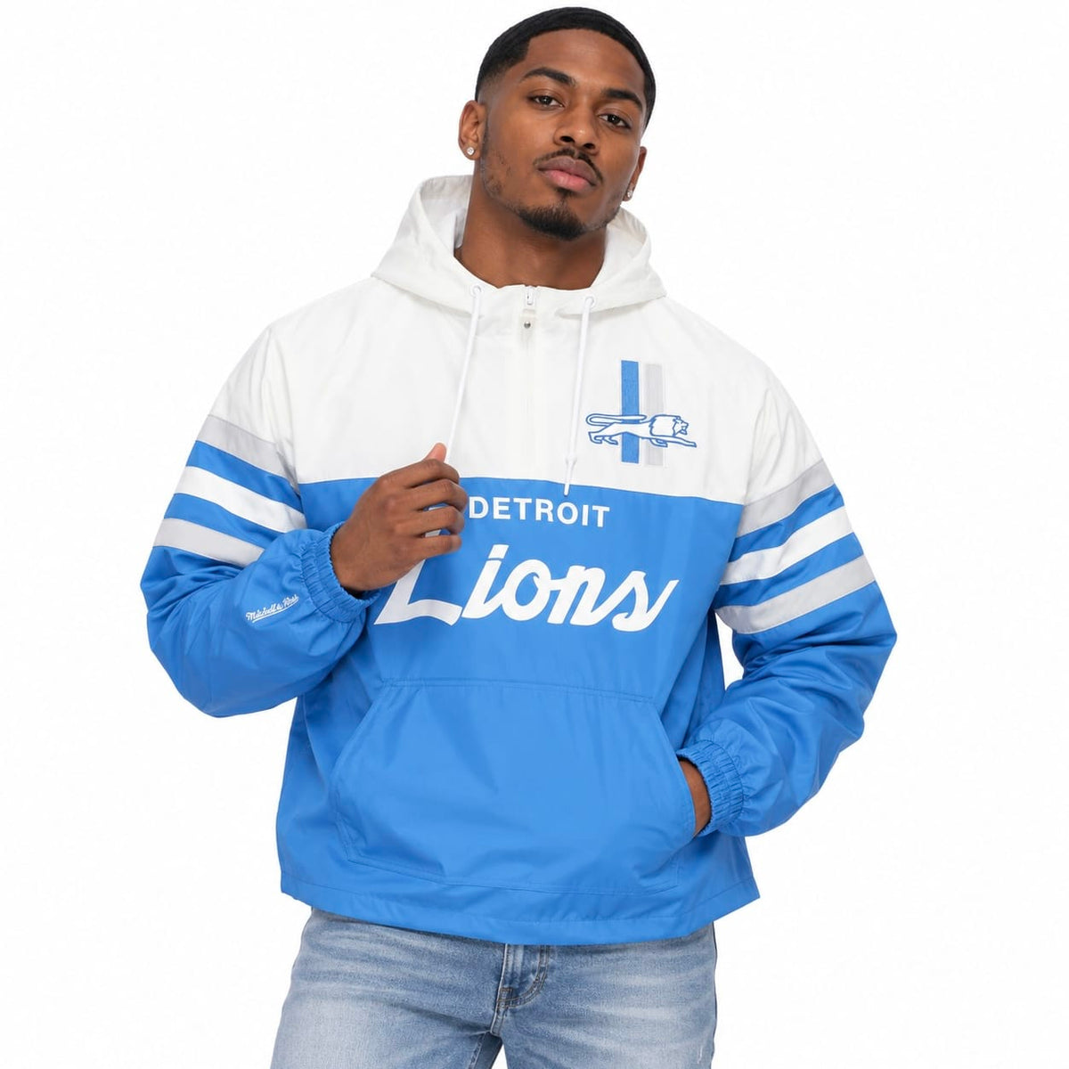 Mitchell & Ness Detroit Lions Head Coach Lw Anorak Windbreaker (Blue)