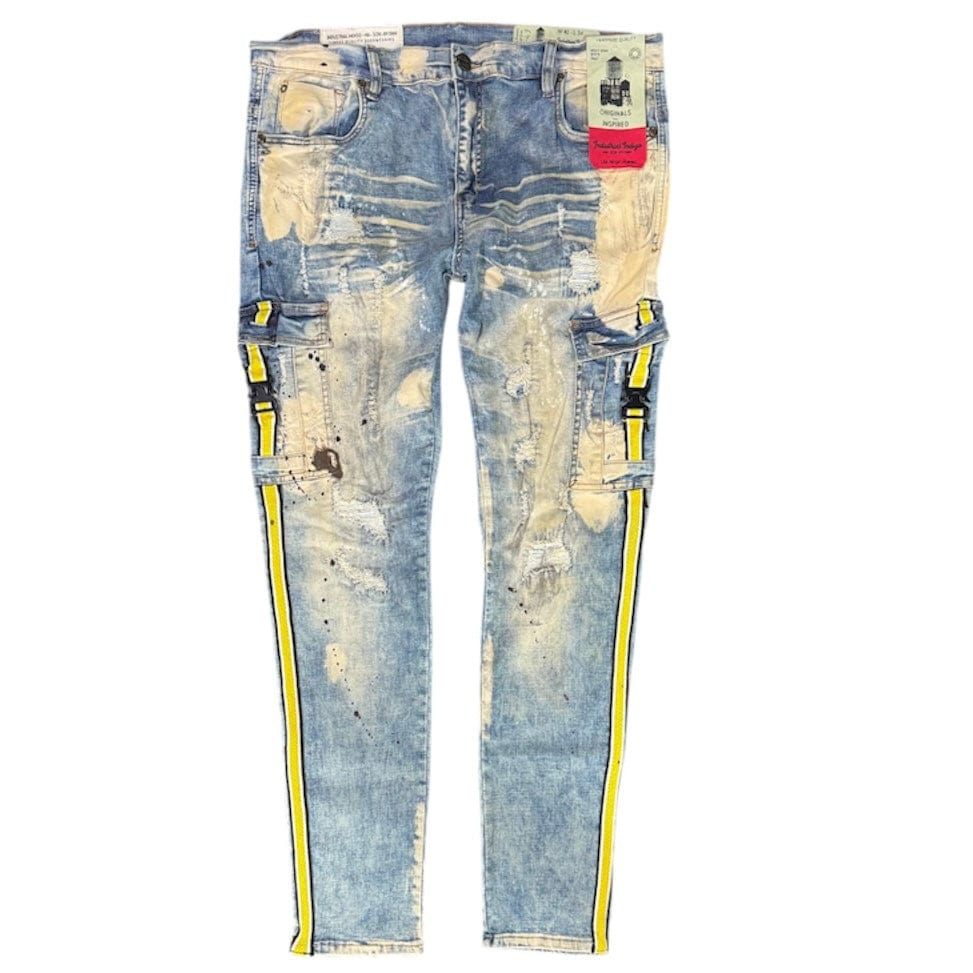 Industrial Indigo Strap Jean (Bleached Sand/Yellow) ITN-WB