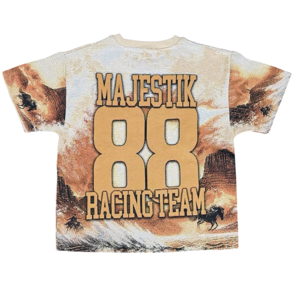 Majestik Lion Tapestry Rhinestone Jersey (Eggshell) TH2643