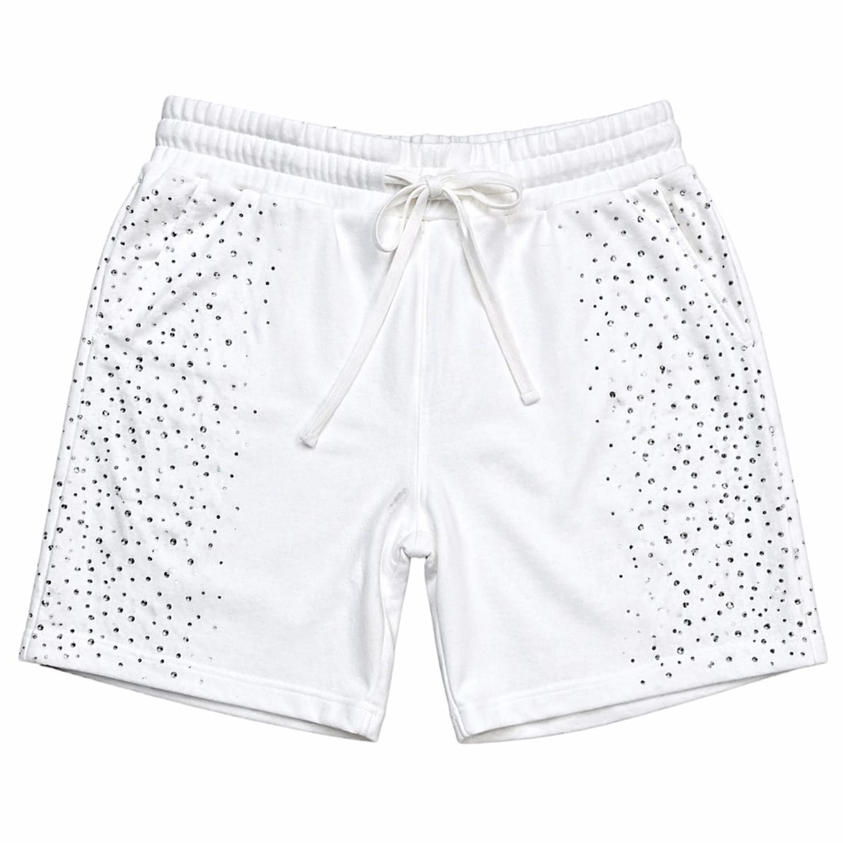 Rebel Minds Rhinestone Galaxy French Terry Shorts (White) 610-11965