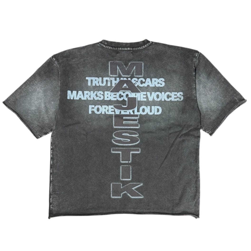 Majestik Jesus Is King Garment Dyed Print F.Terry Tee (Black) FT2601