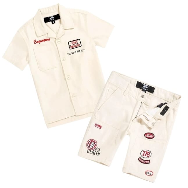 Boys Jordan Craig Re-up Mechanic Short Set (Bone)