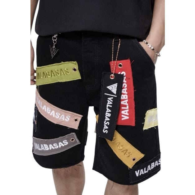 Valabasas Banner Denim Shorts (Jet Black) VLBS-VSH2-1031