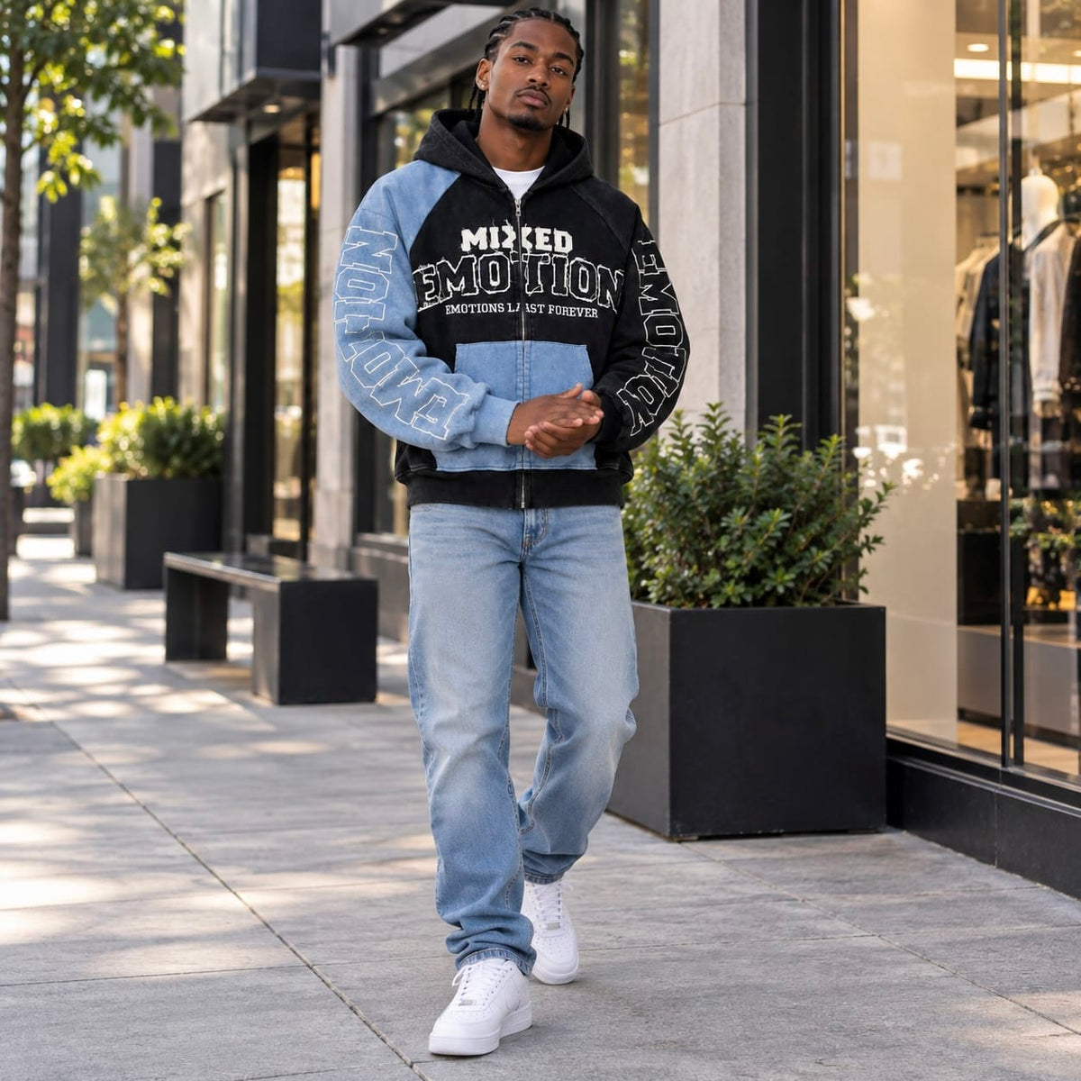 Mixed Emotion Split Decision Hoodie (Blue/Black)
