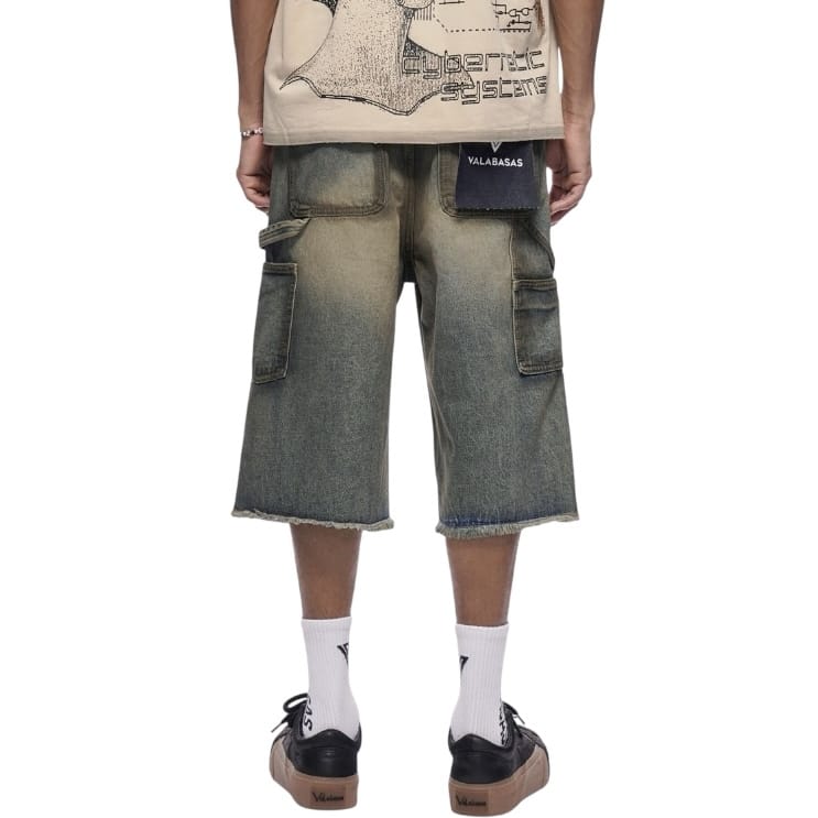 Valabasas Revolt Baggy Denim Shorts (Dirty Vintage Wash) VLBS-VSH2-1035