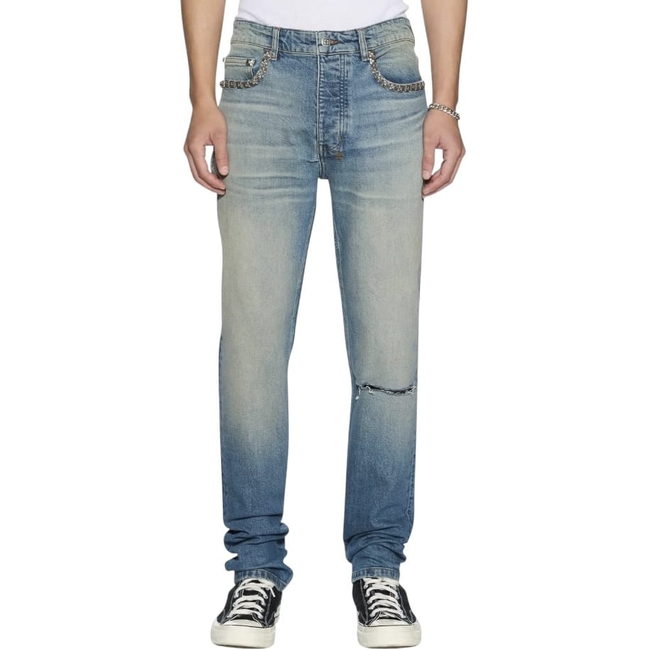 Ksubi Chitch Portland Stud Trashed Denim (Mid Blue Wash) MPF26DJ041