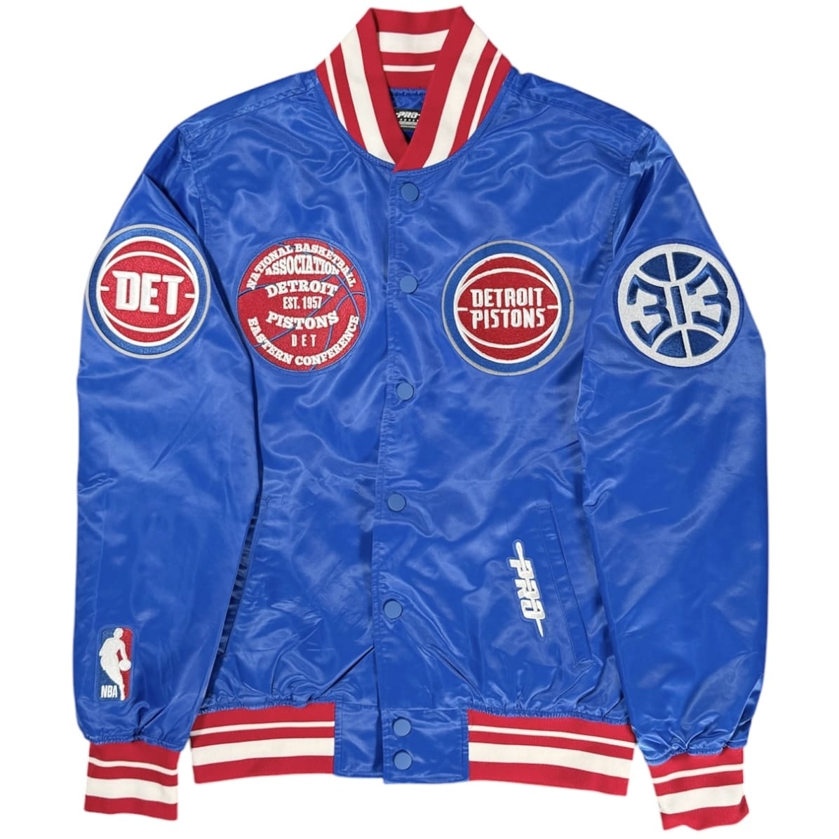 Pro Standard NBA Detroit Pistons Day One Satin Rib Jacket (Royal Blue/Red)