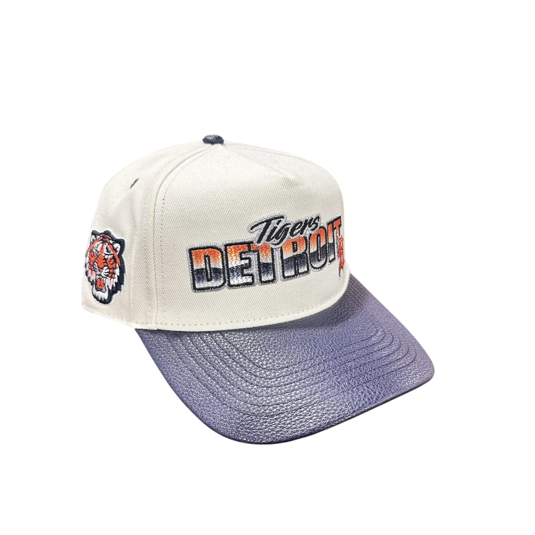 Pro Standard MLB Detroit Tigers Chrome Leather Strap Hat (Eggshell/Navy)
